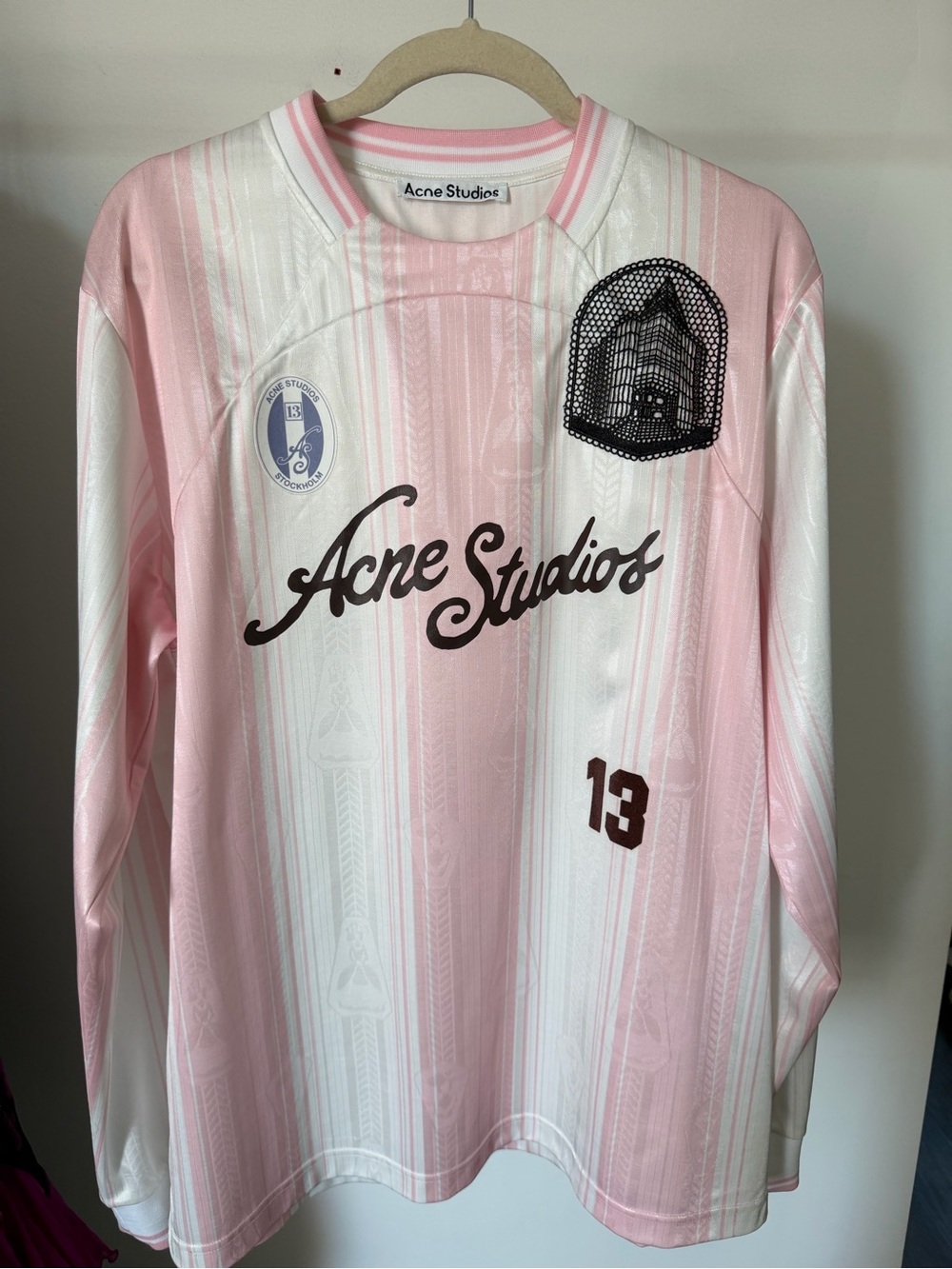 Acne Studios Pink & White Striped Long Sleeve Jersey